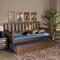 Baxton Studio Midori Walnut Wood Twin Size Daybed with Roll-Out Trundle Bed 168-10834-10835 - alternate 3